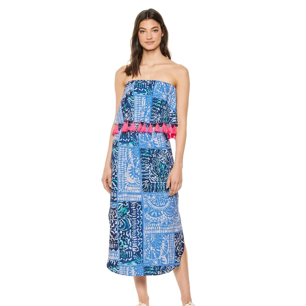 Lilly Pulitzer Meridian Midi Dress Deep Indigo Leied Back